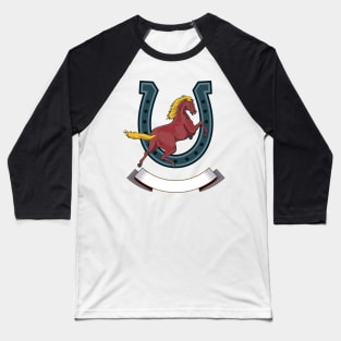 Prancing Horse With Horseshoe Retro Baseball T-Shirt